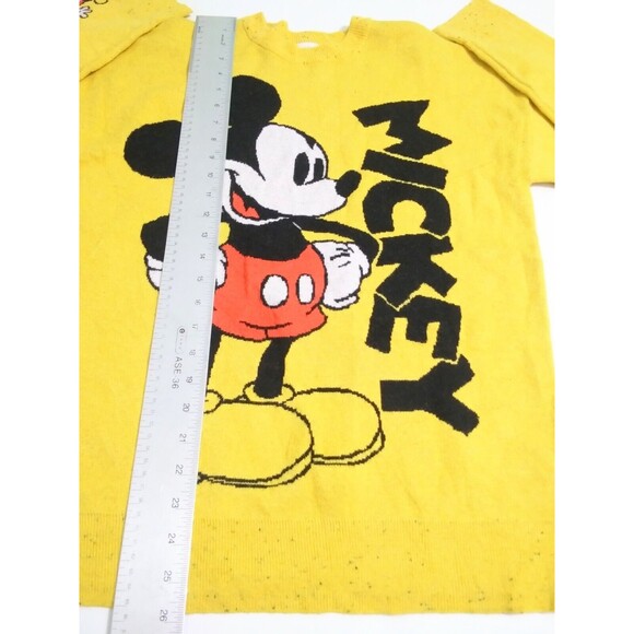 Disney Parks Size Small Mickey Mouse Yellow Sweater Pullover Knit Wool Blend - Picture 7 of 8